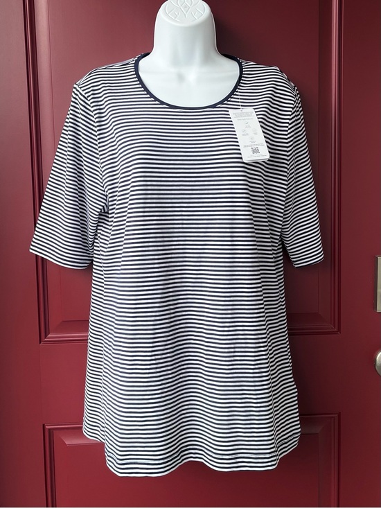 Tops - NWT Lands End Tencel Tunic Tee in Navy and White Stripe